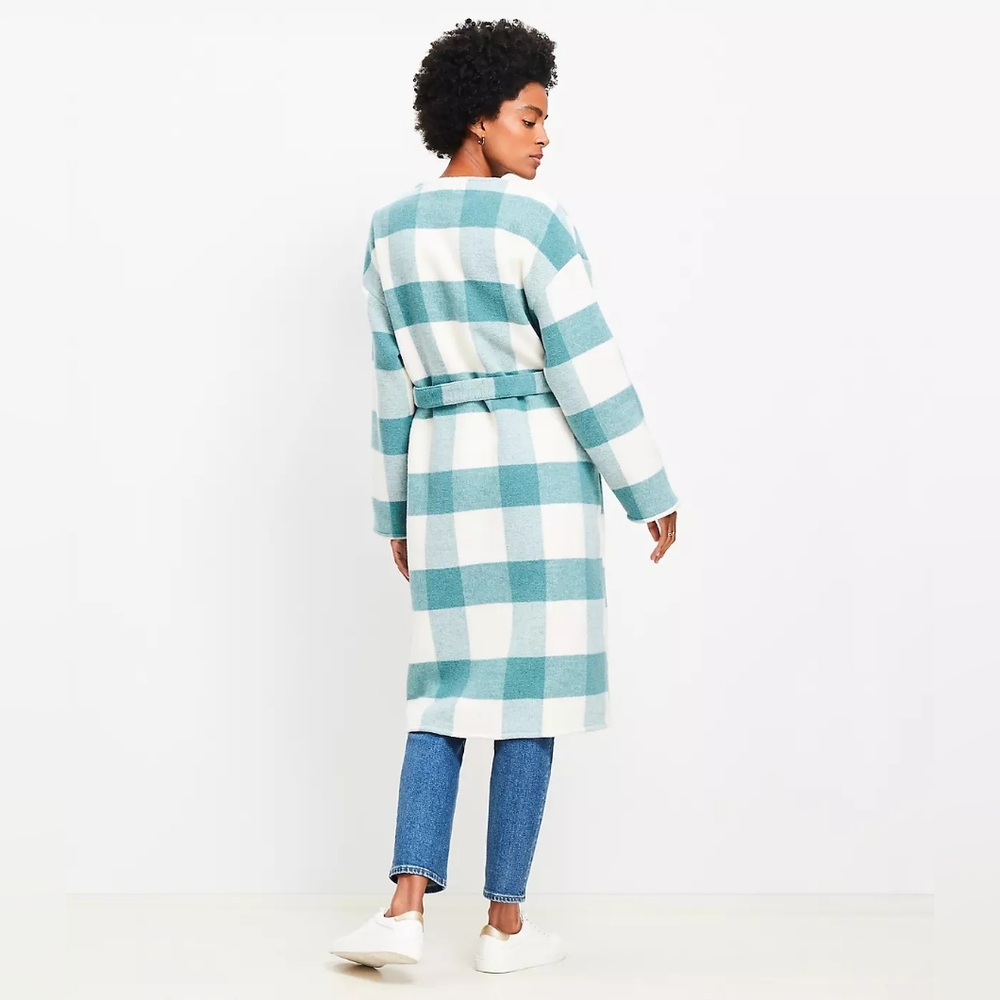 LOFT Plaid Belted Wrap Coat XS/S - Picture 5 of 7